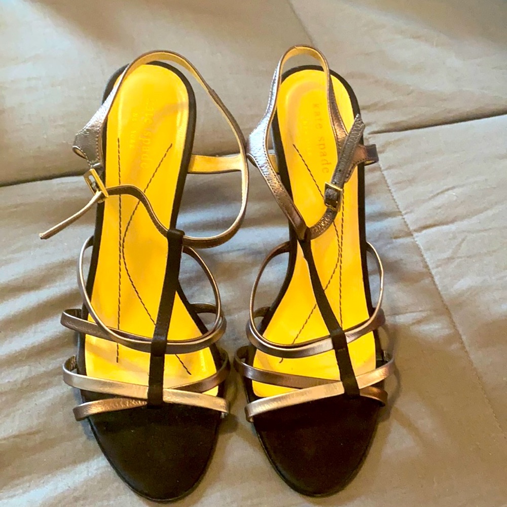 Kate Spade Black and Metallic Strappy Heels